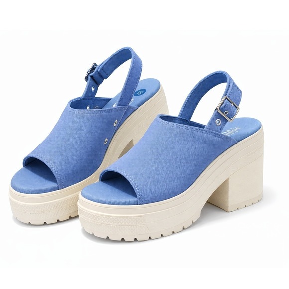 Converse Shoes - Converse Chuck Taylor All Star De Luxe Heel Sandal Blue Canvas A13810F Womens 10